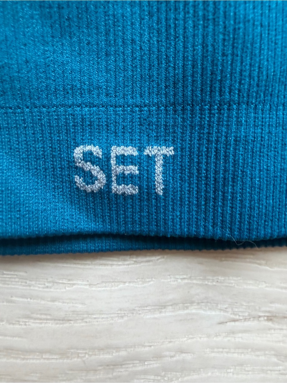SET Active Teal Ribbed Scoop Crop Top - Picture 4 of 5